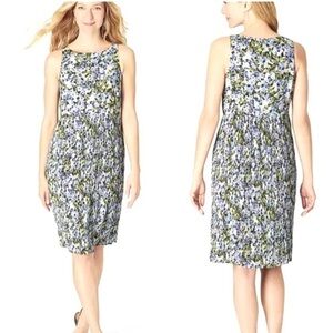 J. Jill Floral Print Sleeveless Dress Blue Green Casual Summer Dress